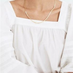 Free people white Square neck balloon sleeve top